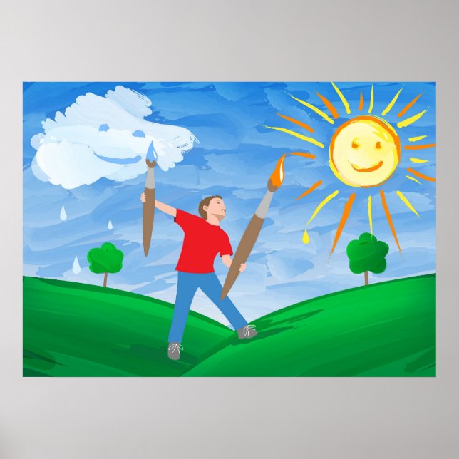 Affiche Boy Painting Skies (Devant)