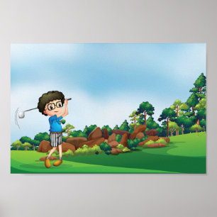Affiche Boy Playing Golf
