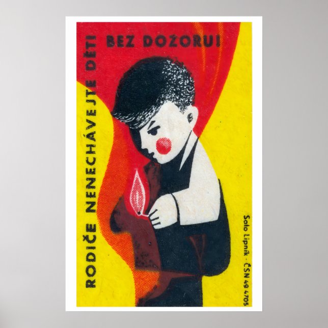 Affiche Boy Playing with Matches - Matchbox Print - Czech (Devant)