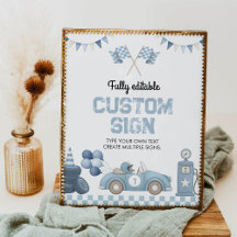 Boy Race Car Birthday Party Table Sign