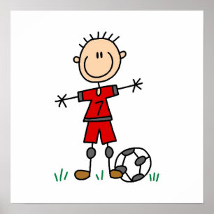 Affiche Boy Red Uniform Soccer Player