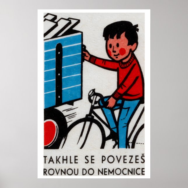 Affiche Boy Riding with Truck - Matchbox Print - Czech (Devant)
