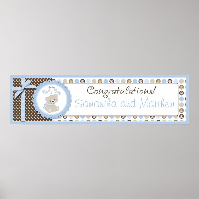 Affiche Boy Teddy Bear Baby shower Bannière Boy (Devant)