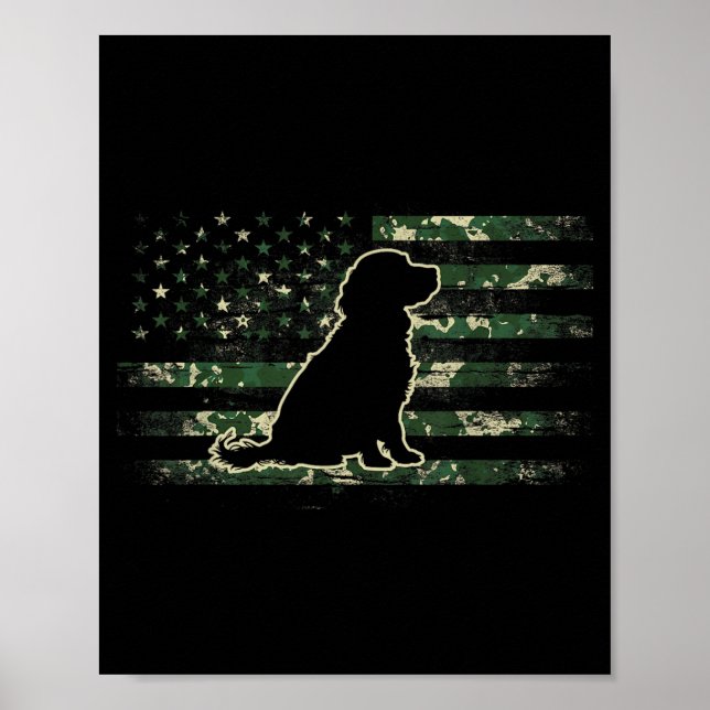 Affiche Boykin Spaniel Camouflage Drapeau Américain USA Ch (Devant)