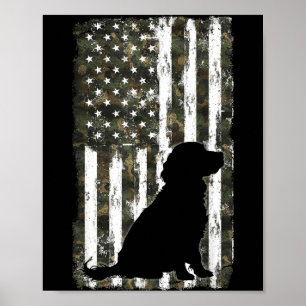Affiche Boykin Spaniel Camouflage Drapeau Américain USA Ch