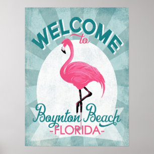 Affiche Boynton Beach Florida Flamant rose rose Retro