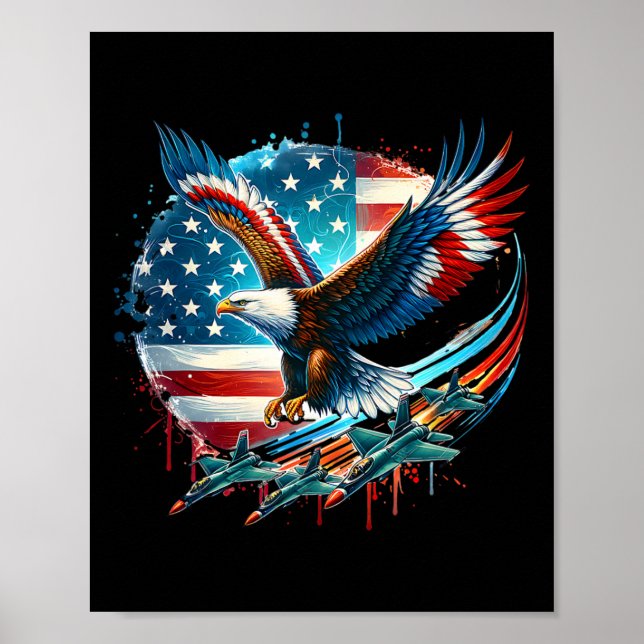 Affiche Boys 4 juillet American Bald Eagle Usa Drapeau Fig (Devant)