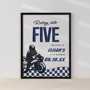 Affiche Boys 5th Motocross Dirt Bike Anniversaire