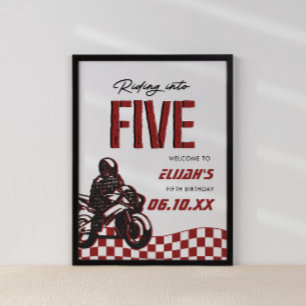 Affiche Boys 5th Motocross Dirt Bike Anniversaire
