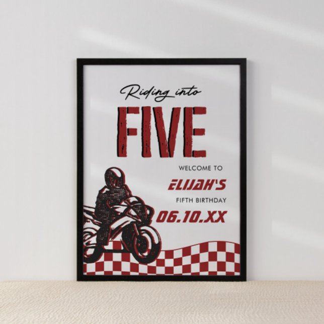 Affiche Boys 5th Motocross Dirt Bike Anniversaire (Créateur téléchargé)
