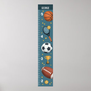 Affiche Boys Cute Blue Sports Graphique de croissance