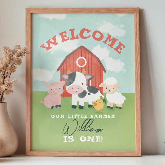 Affiche Boys Farm Animal Kids Birthday Welcome  (Créateur téléchargé)