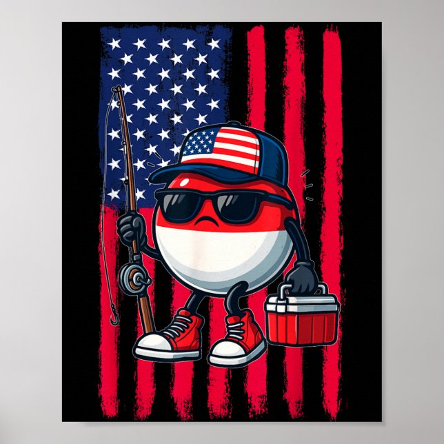 Affiche Boys Fishing Rod American Flag Patriotic Fishing F (Devant)