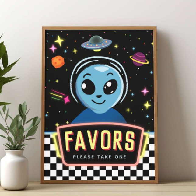 Affiche Boys Out Of This World Space Alien Favor Sign (Créateur téléchargé)