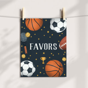 Affiche Boys Sporty Blue Anniversaire Fête Favoriser Signa