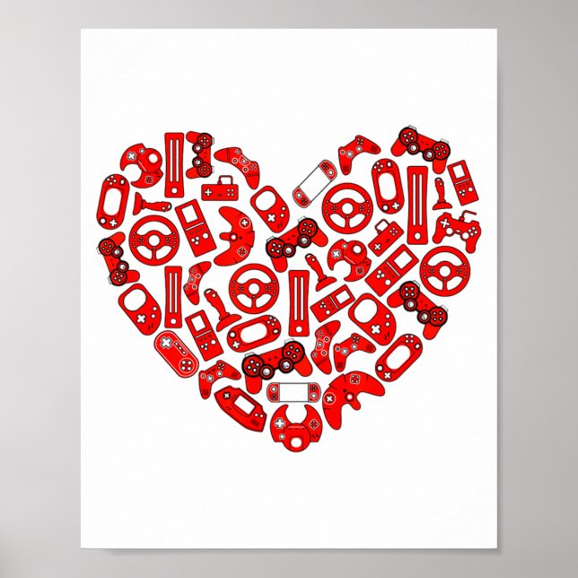 Affiche Boys Valentines Day Gaming Video Gamer Controller  (Devant)