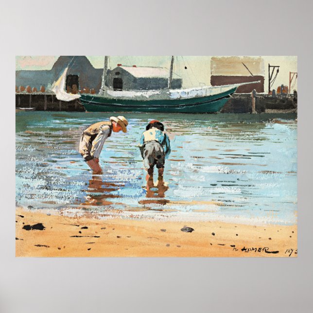 Affiche Boys Wading, célèbre oeuvre de Winslow Homer (Devant)