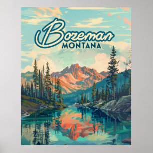 Affiche Bozeman Montana Montagnes Rocheuses Vintage
