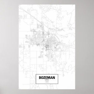 Affiche Bozeman, Montana (noir sur le blanc)