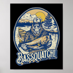 Affiche Bquatch ! B Fisherman Sasquatch Funny Bigfoot Fish