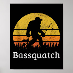 Affiche Bquatch drôle B pêche Sasquatch Bigfoot Vintage