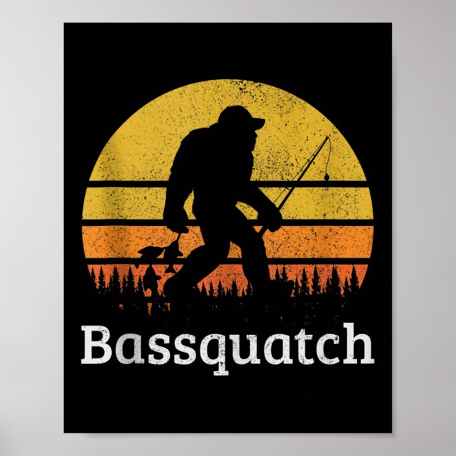 Affiche Bquatch drôle B pêche Sasquatch Bigfoot Vintage  (Devant)