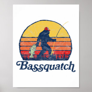 Affiche Bquatch! Drôle de Bigfoot pêche rétro extérieur 1