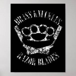 Affiche Br Knuckles Et Lames Razor - Boxe Et Barbier T