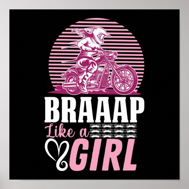 Affiche Braap Moto Biker Comme Une Fille Fille Épouse (Devant)