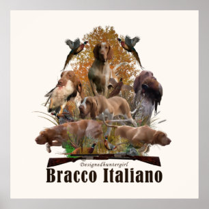 Affiche Bracco italiano tapisserie fausse toile imprimé ac
