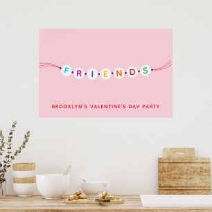 Affiche Bracelet d'amitié mignon rose pour la Saint-Valent
