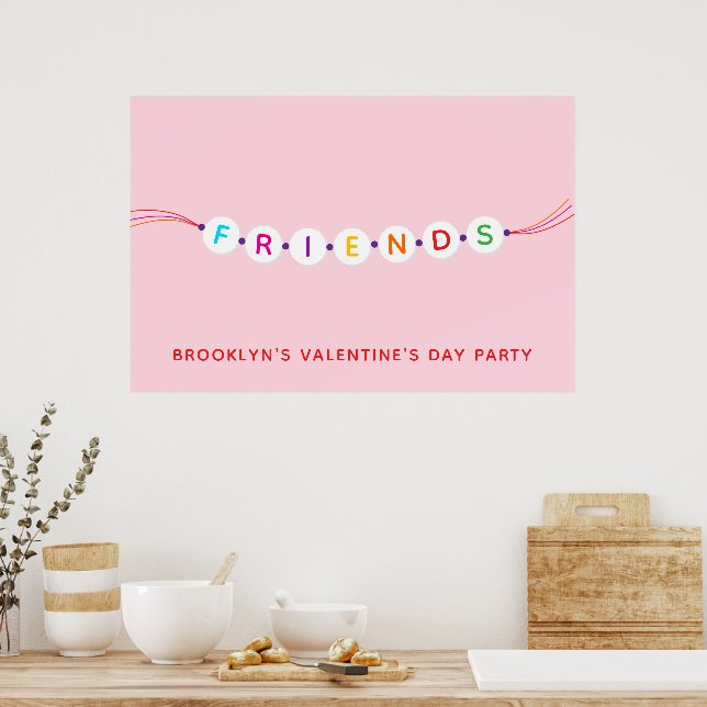 Affiche Bracelet d'amitié mignon rose pour la Saint-Valent (Cuisine)