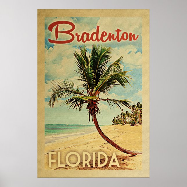 Affiche Bradenton Palm Tree Vintage Travel (Devant)