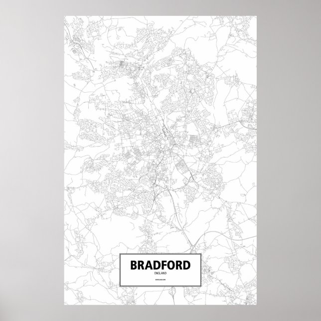 Affiche Bradford, Angleterre (noir sur blanc) (Devant)