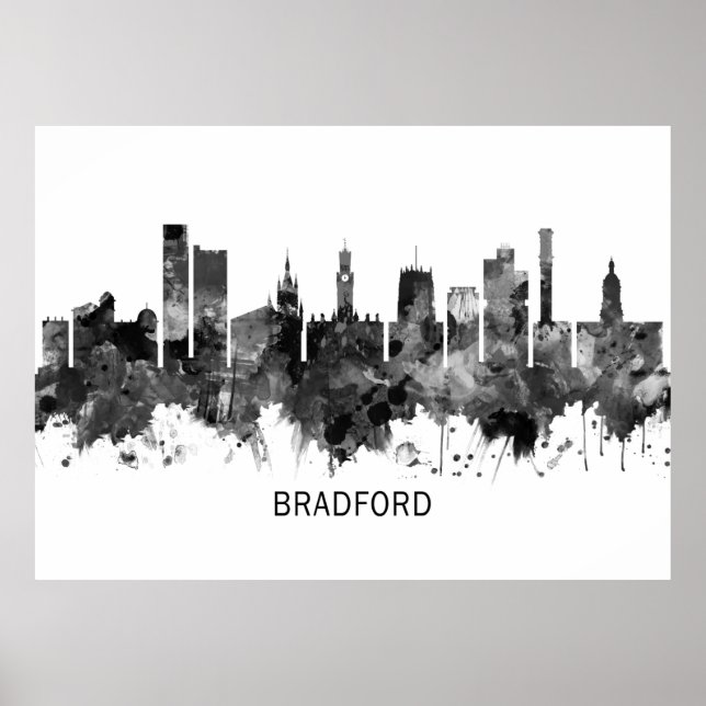 Affiche Bradford England Skyline BW (Devant)