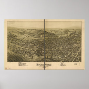 Affiche Bradford Pennsylvania 1995 Antique carte panoramiq