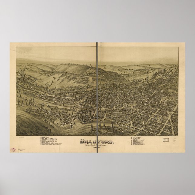 Affiche Bradford Pennsylvania 1995 Antique carte panoramiq (Devant)