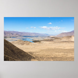 Affiche Brahmaputra river and desert landscape - Tibet