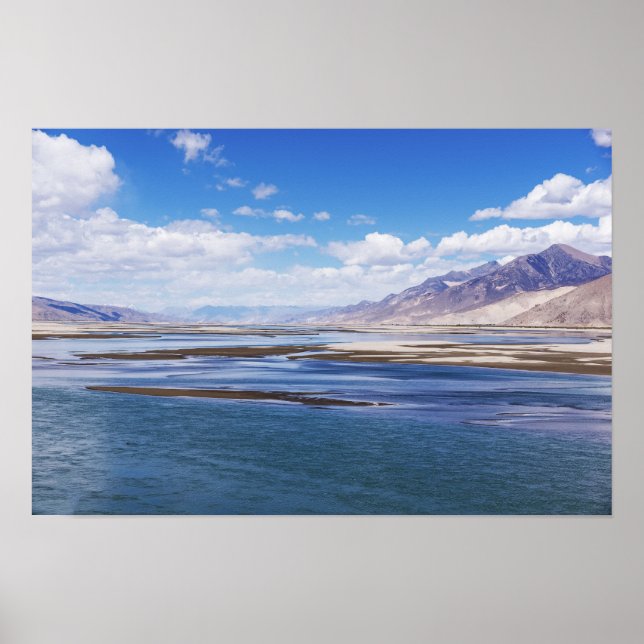 Affiche Brahmaputra river and mountain landscape - Tibet (Devant)