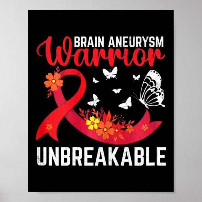 Affiche Brain Aneurysm Warrior Unbreakable Surgery Awarene (Devant)