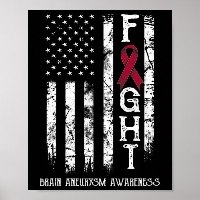 Affiche Brain Aneurysm Warrior Us Flag  (Devant)
