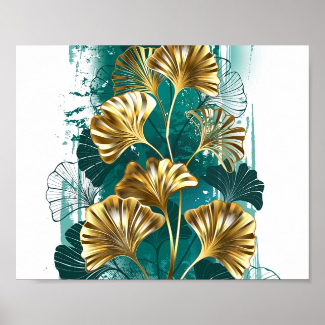 Affiche Branch with Golden Leaves Ginko Biloba (Devant)
