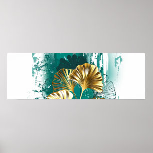 Affiche Branche avec Feuilles d'or Ginko Biloba