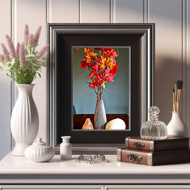 Affiche branche d'arbre feuille rouge Gourds encore vie ab (Créateur téléchargé)