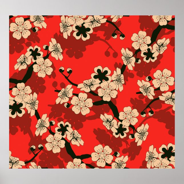 Affiche Branche de cerisier japonais : élégant (Devant)