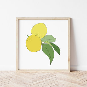 Affiche Branche de Citron au Citrus Dessinée à la Main Art