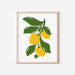 Affiche Branche de citron coquette dessinée à la main - Ar