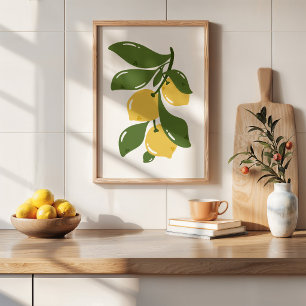 Affiche Branche de citron coquette dessinée à la main - Ar