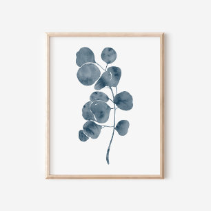 Affiche Branche de Eucalyptus à l'Aquarelle Bleu Tranquill