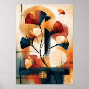 Affiche Branche de ginkgo Icho Graphique Moderniste Japona